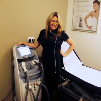 Laser hair removal and skin treatmen- Siobhan the team professional Siobhan posing with the machine
