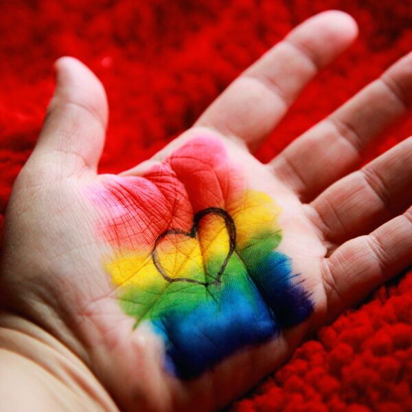LGBTQ colours on a hand
