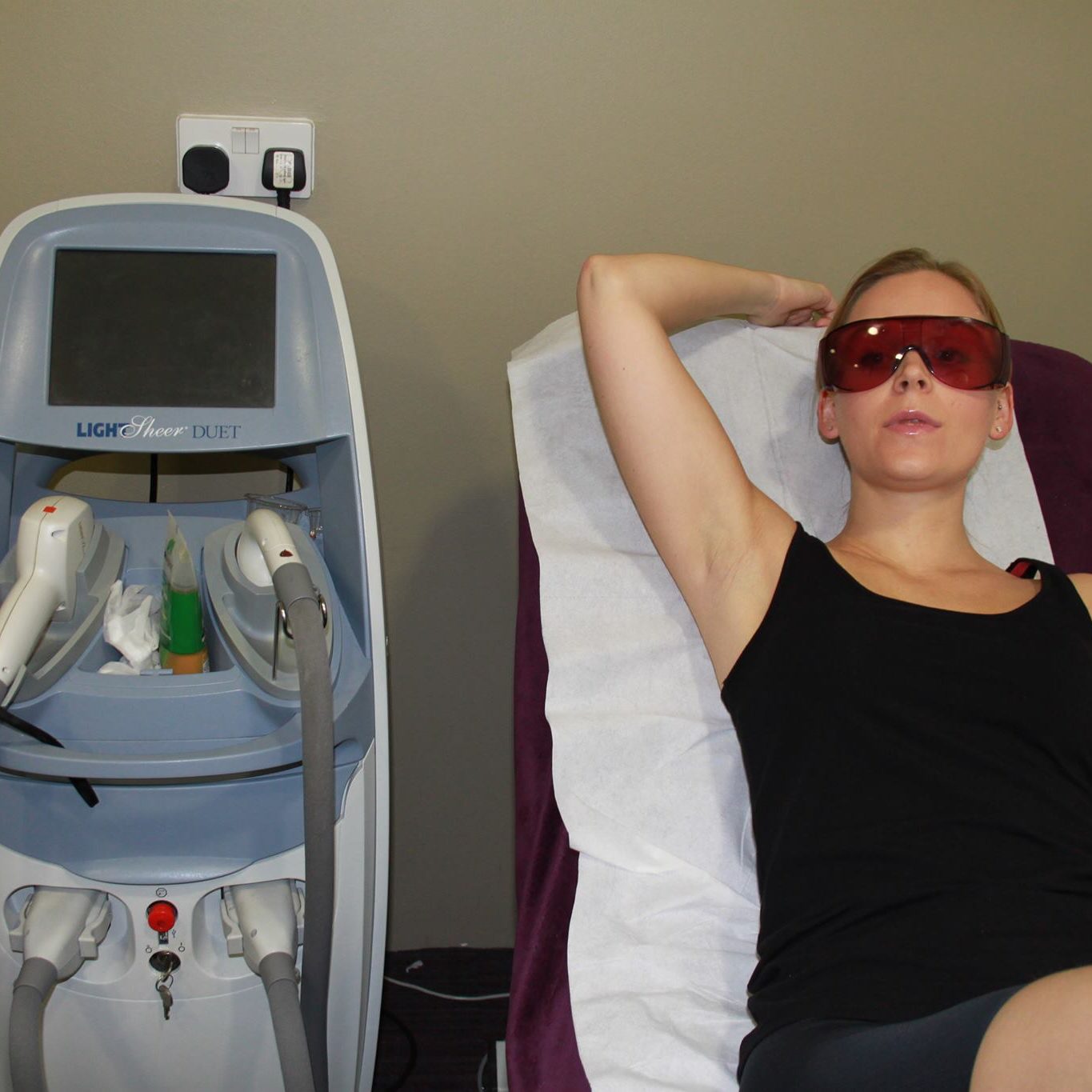 Client ready for Laser hair removal treatment