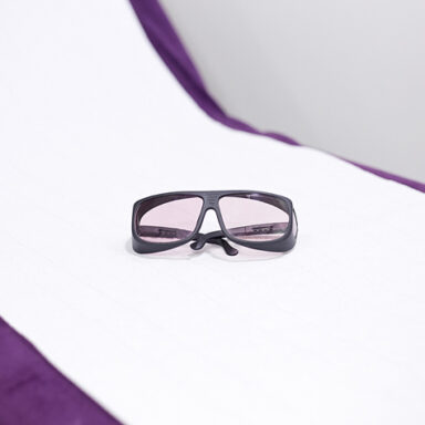 laser glasses on treatment bed
